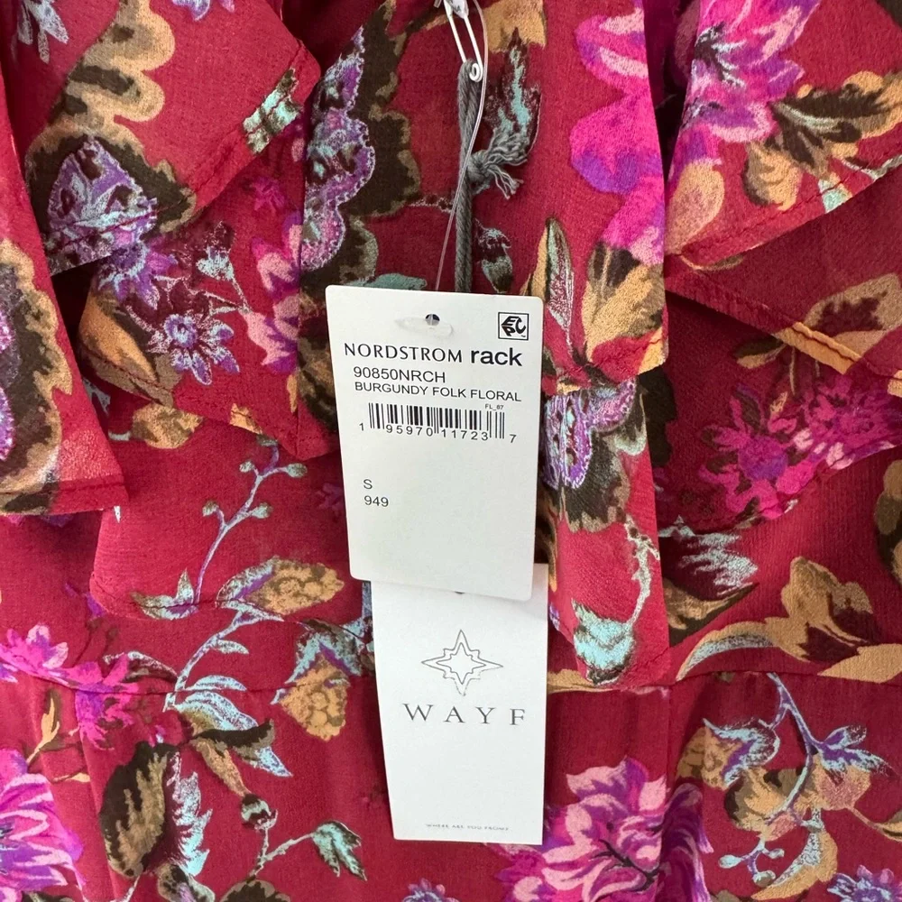 Wayf Red and Pink Floral High Low Dress - Picture 3 of 4